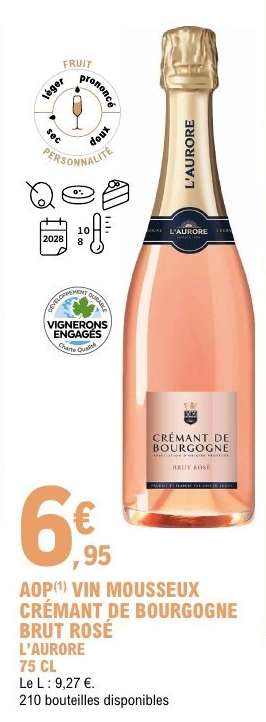 AOP VIN MOUSSEUX CRÉMANT DE BOURGOGNE BRUT ROSÉ L'AURORE