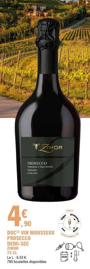 DOCG VIN MOUSSEUX PROSECCO DEMI-SEC ZIMOR