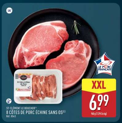 8 Côtes de Porc Échine Sans Os