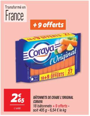 BÂTONNETS DE CRABE L'ORIGINAL CORAYA