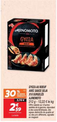 GYOZA AU BOEUF AVEC SAUCE SOJA X10 SURGELÉS AJINOMOTO