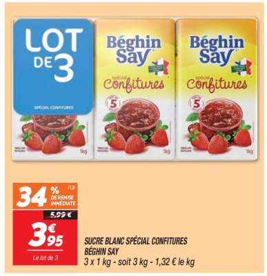 SUCRE BLANC SPÉCIAL CONFITURES BEGHIN SAY