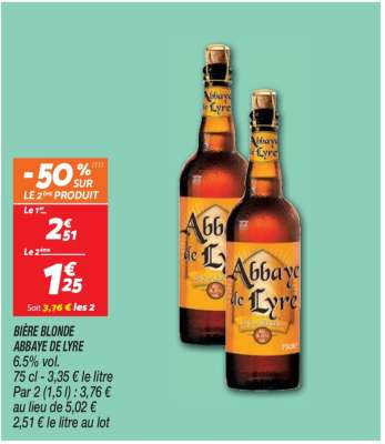 BIÈRE BLONDE ABBAYE DE LYRE