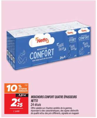 MOUCHOIRS CONFORT QUATRE ÉPAISSEURS NETTO