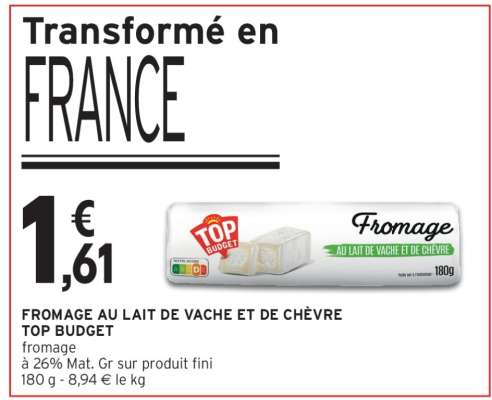 FROMAGE AU LAIT DE VACHE ET DE CHÈVRE TOP BUDGET
