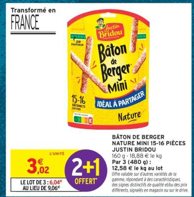 BÂTON DE BERGER NATURE MINI 15-16 PIÈCES JUSTIN BRIDOU