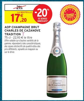 AOP CHAMPAGNE BRUT CHARLES DE CAZANOVE TRADITION