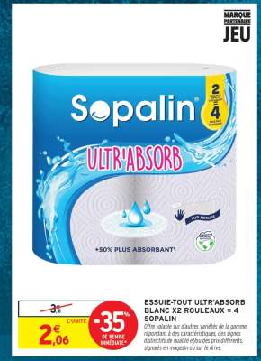 ESSUIE-TOUT ULTR'ABSORB BLANC X2 ROULEAUX = 4 SOPALIN