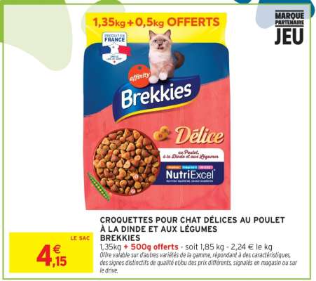 CROQUETTES POUR CHAT DÉLICES AU POULET À LA DINDE ET AUX LÉGUMES BREKKIES