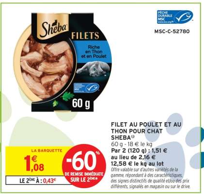 FILET AU POULET ET AU THON POUR CHAT SHEBA