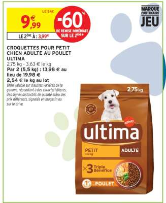 Croquettes Pour Petit Chien Adulte  Au Poulet Ultima