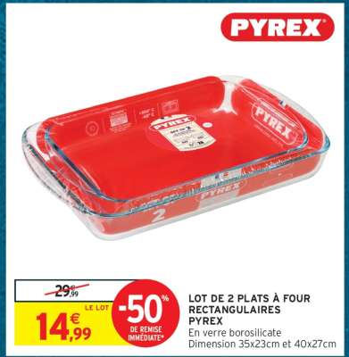 LOT DE 2 PLATS À FOUR RECTANGULAIRES PYREX