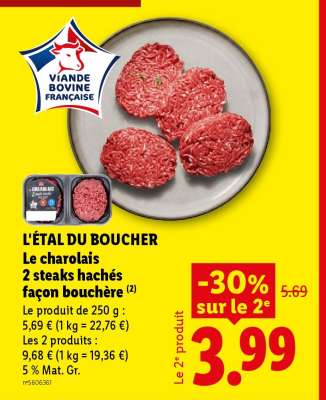 L'ÉTAL DU BOUCHER Le charolais 2 steaks hachés façon bouchère