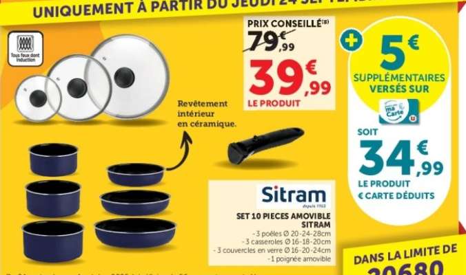 Set 10 pièces amovible Sitram