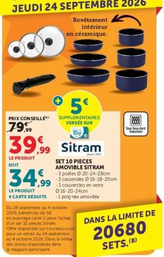 Set 10 pièces amovible Sitram
