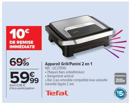 Appareil grill/panini 2 en 1