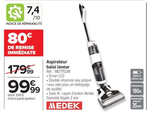 Aspirateur balai laveur