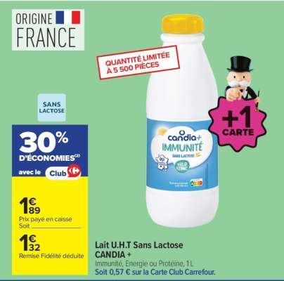 Lait U.H.T Sans Lactose CANDIA