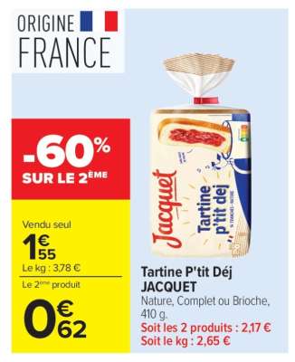 Tartine P'tit Déj JACQUET