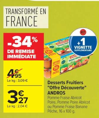 Desserts fruitiers "Offre Découverte" ANDROS