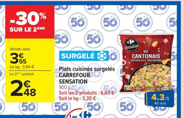 Riz Cantonais CARREFOUR SENSATION