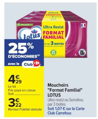 Mouchoirs «Format familial» LOTUS