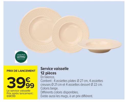 Service vaisselle 12 pièces