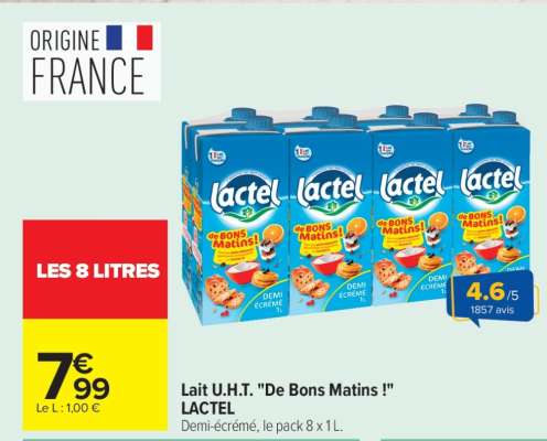 Lait U.H.T. "De Bons Matins !" LACTEL