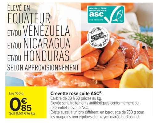 Crevette rose cuite ASC