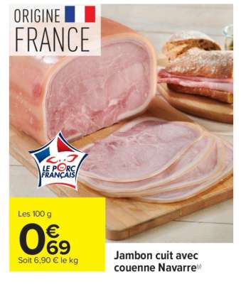 Jambon cuit avec couenne Navarre