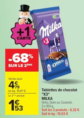 Tablettes de chocolat "X3" MILKA