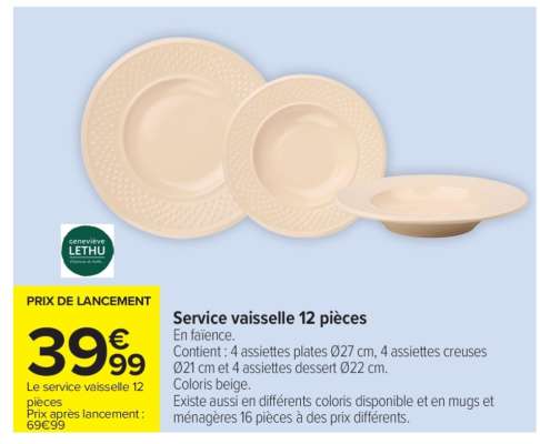 Service vaisselle 12 pièces
