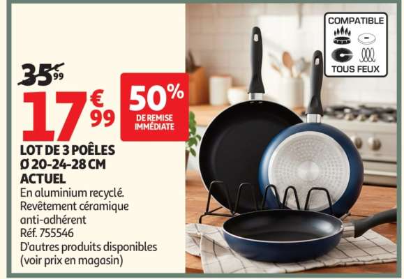 Lot De 3 Poêles Ø 20-24-28 Cm Actuel