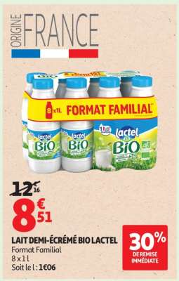 LAIT DEMI-ÉCRÉMÉ BIO LACTEL