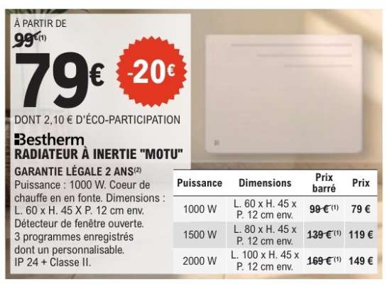 Bestherm RADIATEUR À INERTIE 'MOTU'