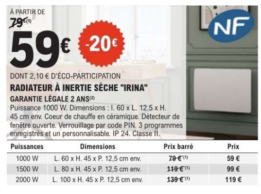RADIATEUR À INERTIE SÈCHE "IRINA"