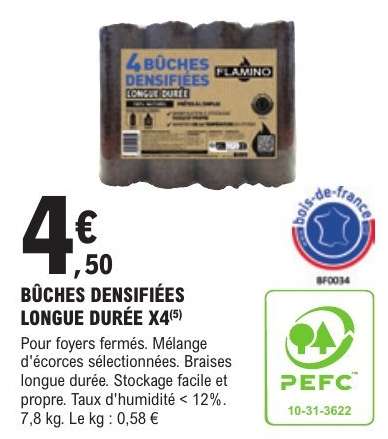 BÛCHES DENSIFIÉES LONGUE DURÉE X4
