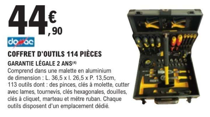 COFFRET D'OUTILS 114 PIÈCES