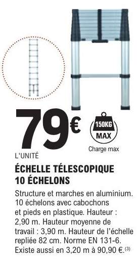 ÉCHELLE TÉLESCOPIQUE 10 ÉCHELONS