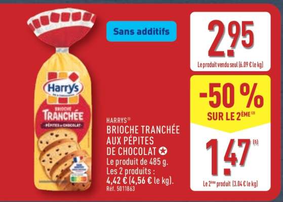 HARRYS BRIOCHE TRANCHÉE AUX PÉPITES DE CHOCOLAT
