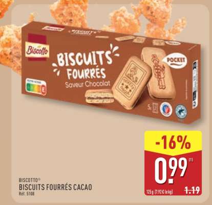 BISCOTTO BISCUITS FOURRÉS CACAO