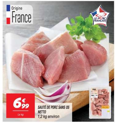 SAUTÉ DE PORC SANS OS NETTO