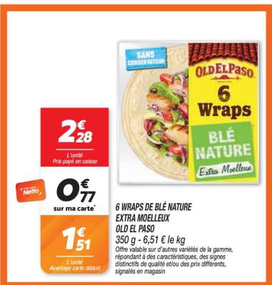 6 WRAPS DE BLÉ NATURE EXTRA MOELLEUX