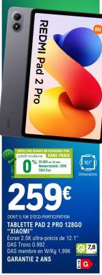 TABLETTE PAD 2 PRO 128GO "XIAOMI"