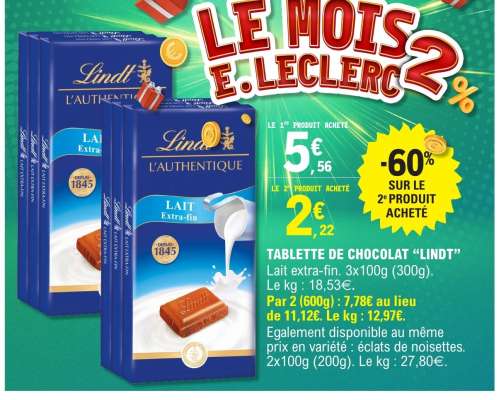 TABLETTE DE CHOCOLAT LINDT
