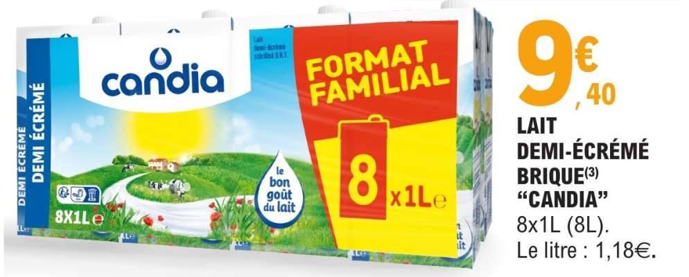 LAIT DEMI-ÉCRÉMÉ BRIQUE “CANDIA”
