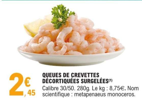 QUEUES DE CREVETTES DÉCORTIQUÉES SURGELÉES
