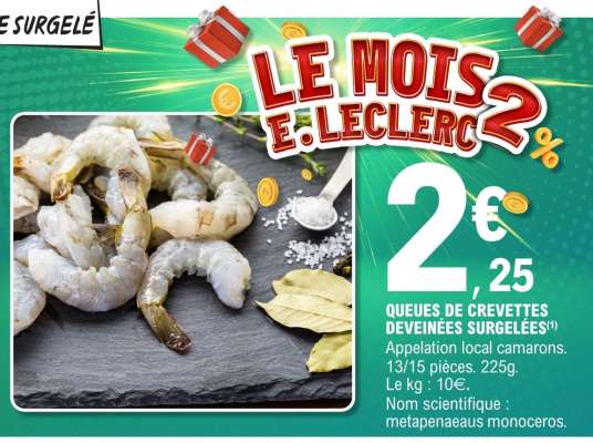 QUEUES DE CREVETTES DEVEINÉES SURGELÉES