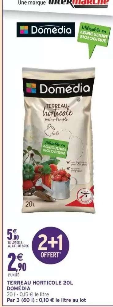 TERREAU HORTICOLE 20L DOMÉDIA