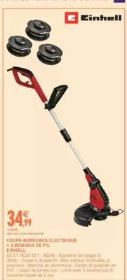 COUPE-BORDURES ELECTRIQUE + 3 BOBINES DE FIL EINHELL
